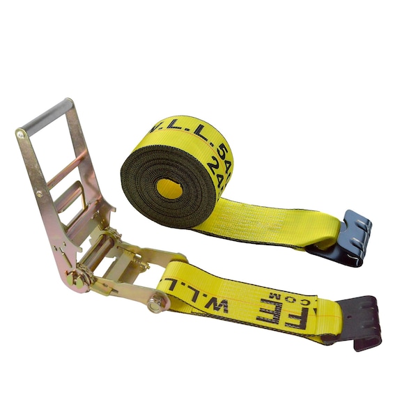 1 Pack Heavy Duty 3" x 30' Ratchet Tie Down Strap Flat Hook for Farm Trailer Truck Yellow